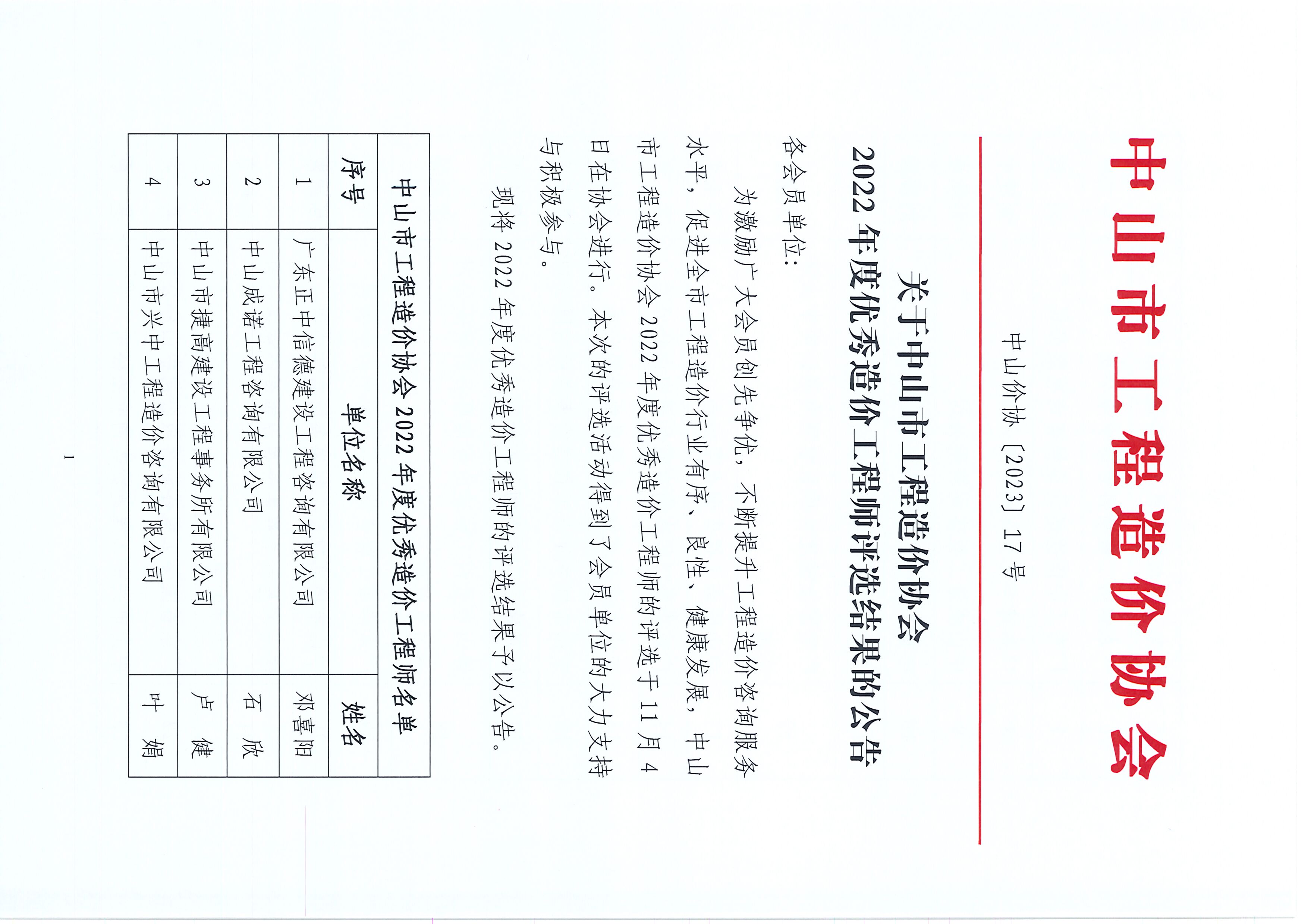 關(guān)于中山市工程造價協(xié)會2022年度優(yōu)秀造價工程師評選結(jié)果的公告_頁面_1.jpg
